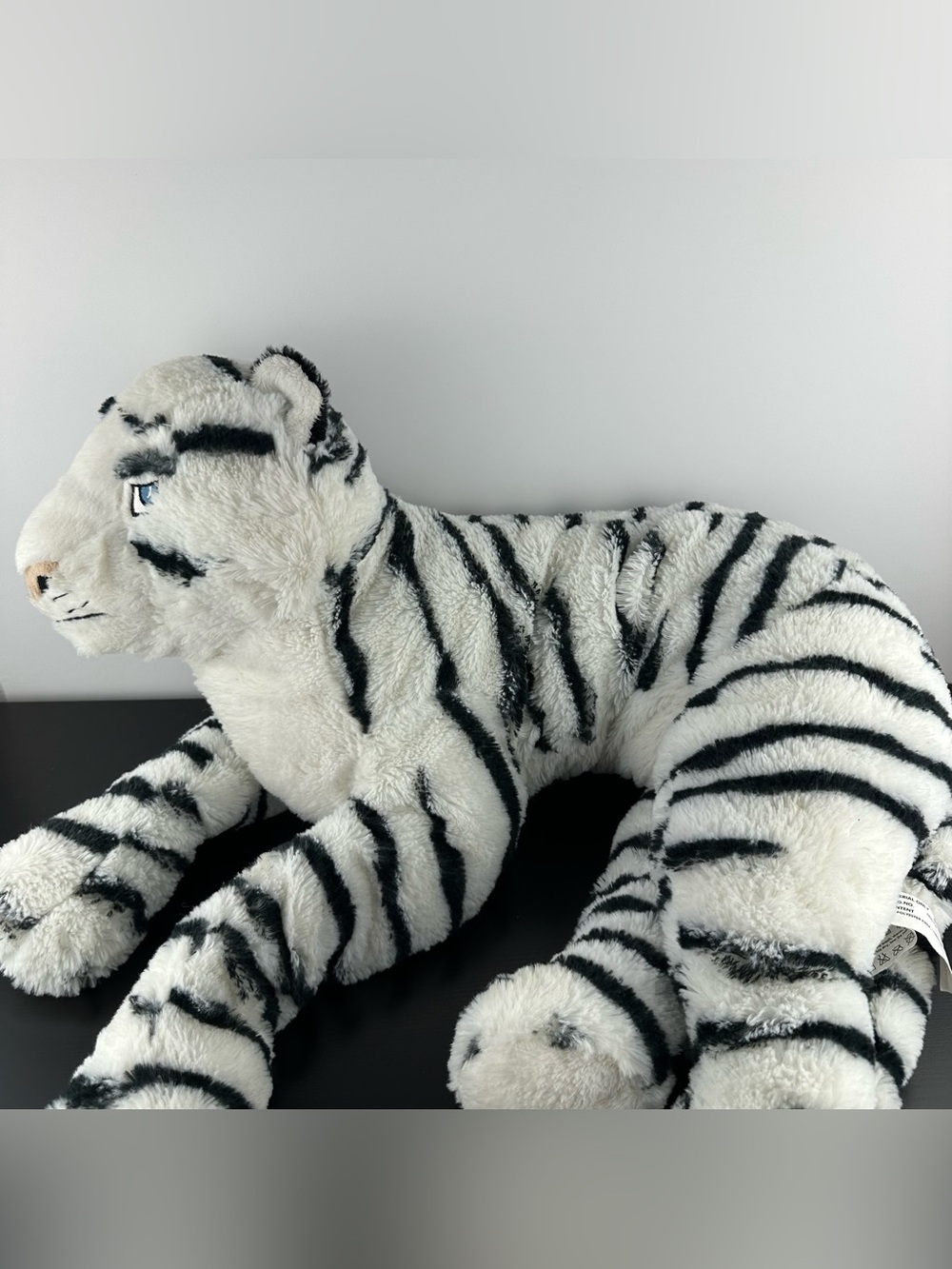 Ikea Onskad White Tiger Black White 28” Large Plush Stuffed Animal
